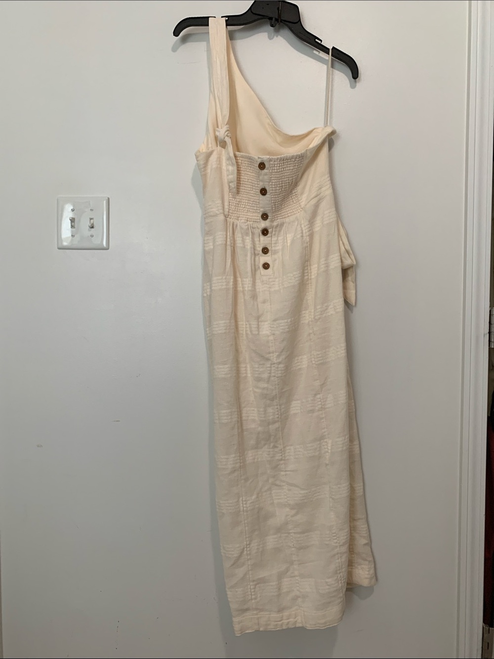 Free People At Leisure Midi Wrap Dress Ivory Linen Cotton - Picture 5 of 11